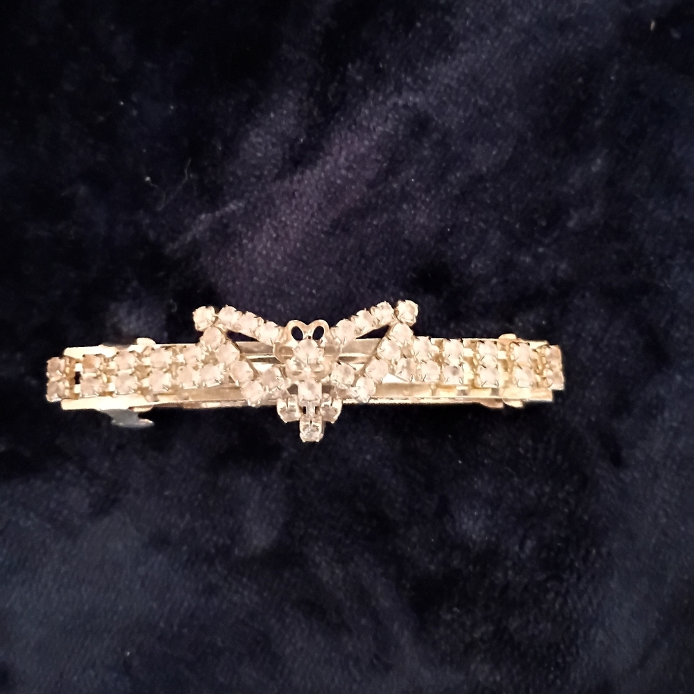 Rhinestone Crystal Butterfly Barrette - Clear Silver Tone